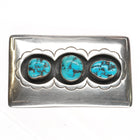 Nicholas Gambino White Hogan Modernist sterling silver belt buckle w/turquoise - Estate Fresh Austin