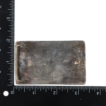 Nicholas Gambino White Hogan Modernist sterling silver belt buckle w/turquoise - Estate Fresh Austin