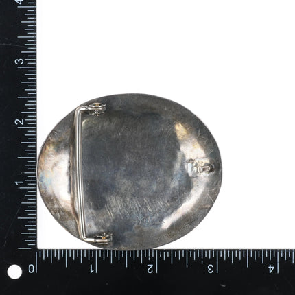 Vintage Navajo 1970's Sterling silver and turquoise belt buckle w/feather design - Estate Fresh Austin