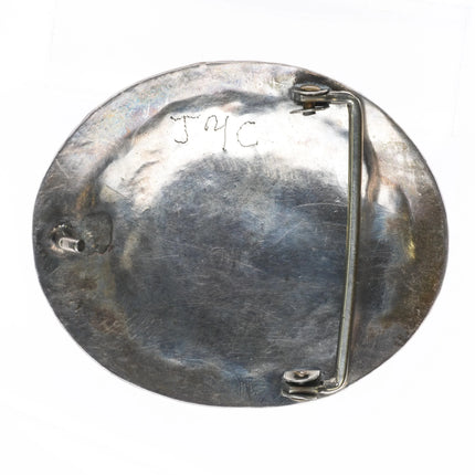 Vintage Navajo 1970's Sterling silver and turquoise belt buckle w/feather design - Estate Fresh Austin