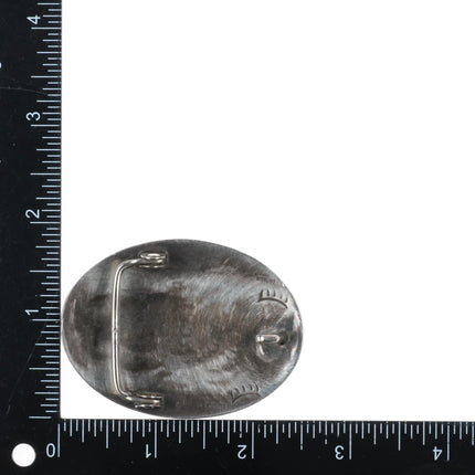 Riley Polequaptewa Hopi Overlay turtle belt buckle sterling silver - Estate Fresh Austin