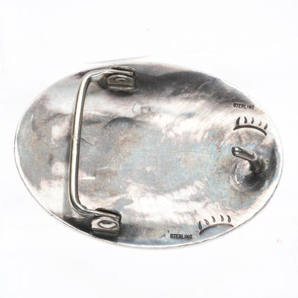 Riley Polequaptewa Hopi Overlay turtle belt buckle sterling silver - Estate Fresh Austin