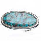 CEJ Southwestern sterling silver channel inlay belt buckle with nice turquoise - Estate Fresh Austin