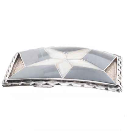 Vintage Sterling silver Texas star inlaid belt buckle fossil/shell - Estate Fresh Austin