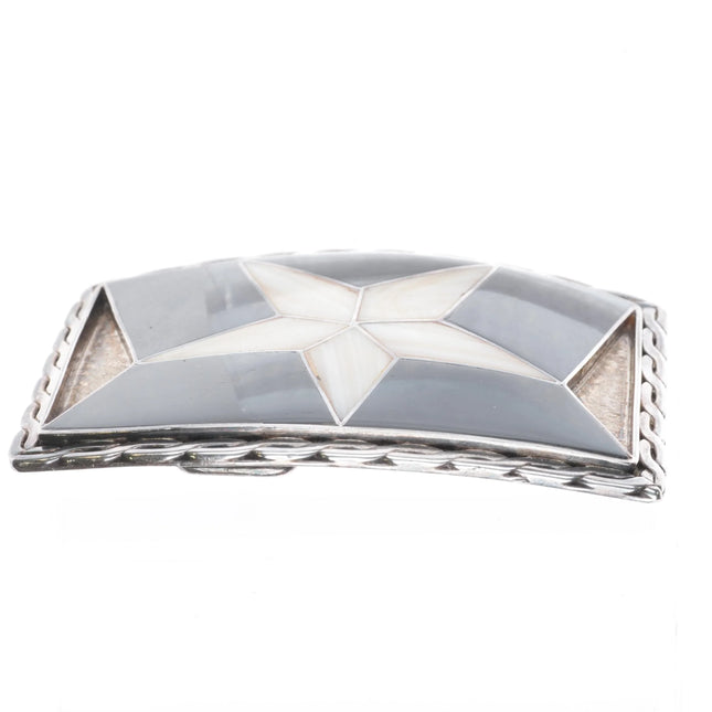 Vintage Sterling silver Texas star inlaid belt buckle fossil/shell - Estate Fresh Austin