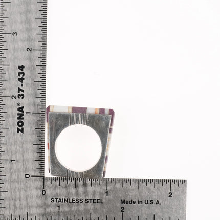 sz7.5 Gibson Nez Navajo/Apache sterling silver sugilite/coral inlay ring - Estate Fresh Austin
