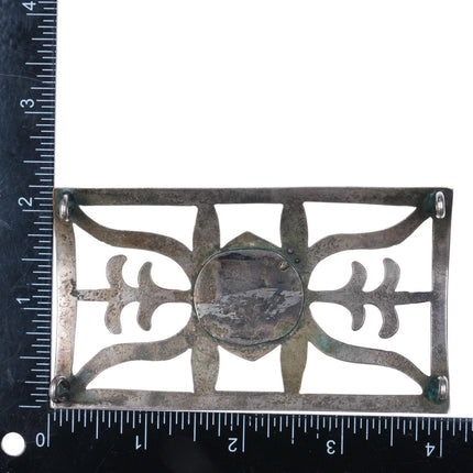 Vintage Navajo cast sterling silver Ketoh Bowguard plate with turquoise - Estate Fresh Austin