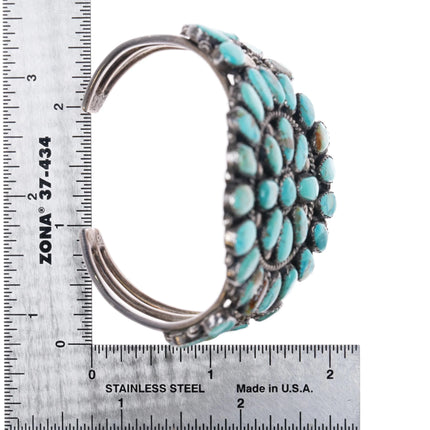 6.1" Southwestern sterling silver turquoise cluster cuff bracelet - Estate Fresh Austin