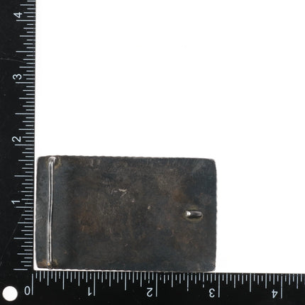 c1950's Vintage Zuni Sterling silver belt buckle with carved turquoise - Estate Fresh Austin