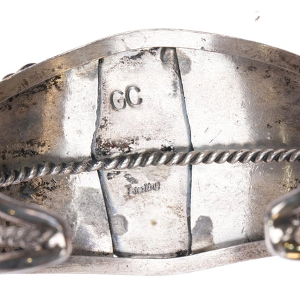 6.65" GC Vintage Navajo sterling silver spiderweb turquoise cuff bracelet - Estate Fresh Austin