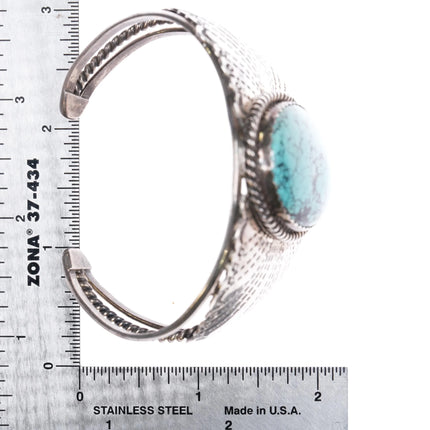 6.65" GC Vintage Navajo sterling silver spiderweb turquoise cuff bracelet - Estate Fresh Austin