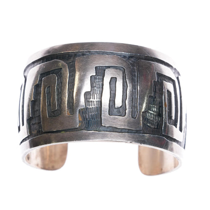 6.75" Large Vintage Hopi or Navajo Overlay cuff bracelet sterling silver - Estate Fresh Austin