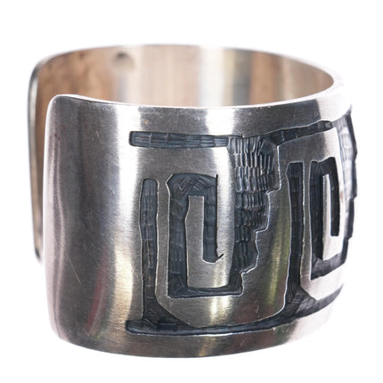 6.75" Large Vintage Hopi or Navajo Overlay cuff bracelet sterling silver - Estate Fresh Austin