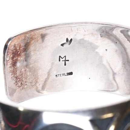 6.75" Mark Tawahongva Hopi Overlay Kokopelli cuff bracelet sterling silver - Estate Fresh Austin