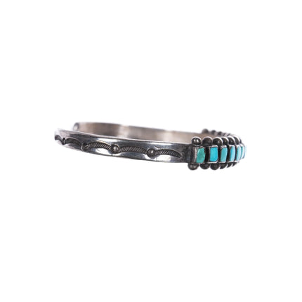 6.5" 40's-50's Zuni Square cut turquoise row cuff bracelet sterling silver - Estate Fresh Austin