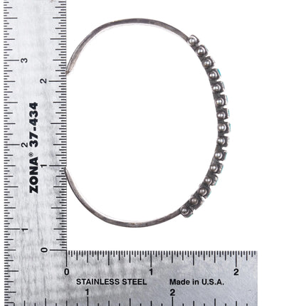 6.5" 40's-50's Zuni Square cut turquoise row cuff bracelet sterling silver - Estate Fresh Austin