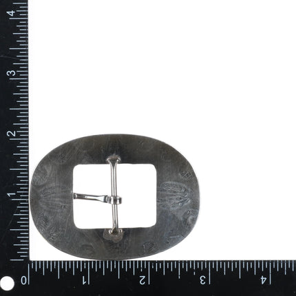 Vintage Navajo hand stamped sterling silver concho style belt buckle - Estate Fresh Austin