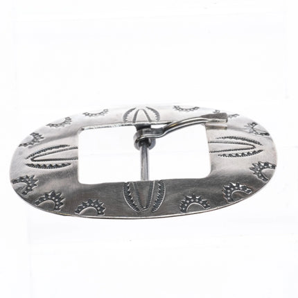 Vintage Navajo hand stamped sterling silver concho style belt buckle - Estate Fresh Austin