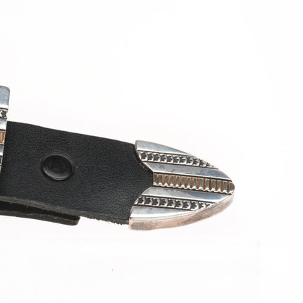 Harris Joe Navajo sterling silver 14k gold ranger belt buckle set 1" - Estate Fresh Austin
