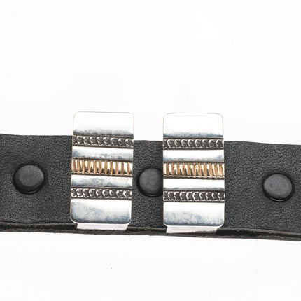 Harris Joe Navajo sterling silver 14k gold ranger belt buckle set 1" - Estate Fresh Austin