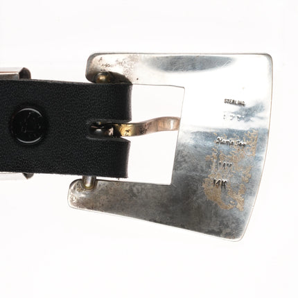 Harris Joe Navajo sterling silver 14k gold ranger belt buckle set 1" - Estate Fresh Austin