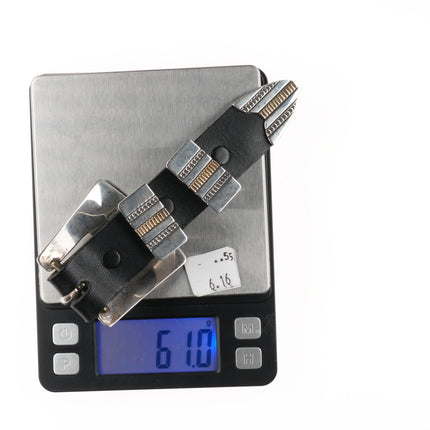 Harris Joe Navajo sterling silver 14k gold ranger belt buckle set 1" - Estate Fresh Austin