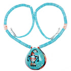 Vintage Natachu Zuni spiny oyster shell intarsia inlay turquoise heishi necklace - Estate Fresh Austin