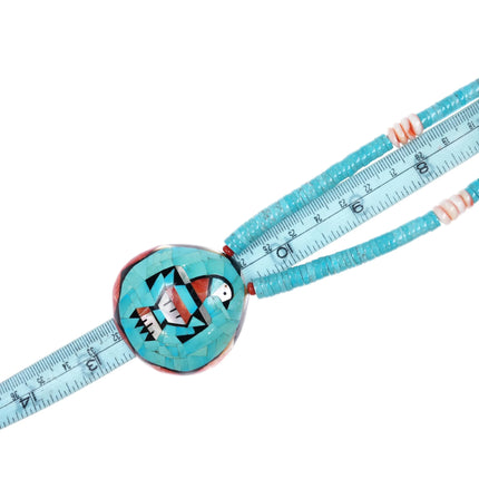 Vintage Natachu Zuni spiny oyster shell intarsia inlay turquoise heishi necklace - Estate Fresh Austin