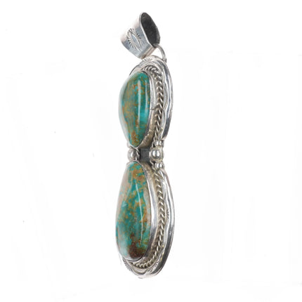 Large Tom Taylor Navajo sterling silver Royston turquoise two stone pendant