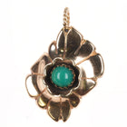 NSS Southwestern 14k Gold pendant with green turquoise hand chiseled/ rope bail - Estate Fresh Austin