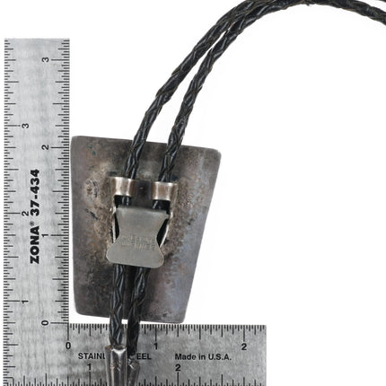 c1970 Isabelle Simplicio Zuni sterling silver, turquoise, horse inlay bolo tie - Estate Fresh Austin