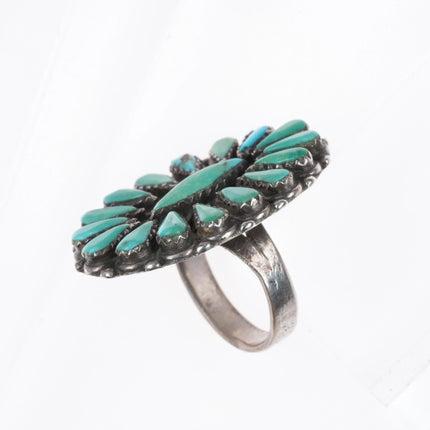 sz8.5 Vintage Zuni Native American sterling silver turquoise cluster ring - Estate Fresh Austin