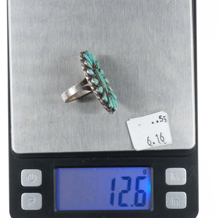 sz8.5 Vintage Zuni Native American sterling silver turquoise cluster ring - Estate Fresh Austin