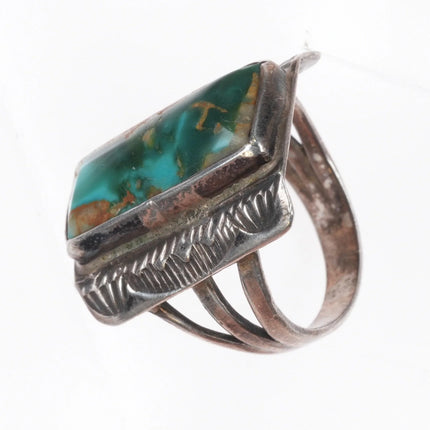 sz5 1940's Navajo Royston turquoise hand stamped sterling silver ring - Estate Fresh Austin