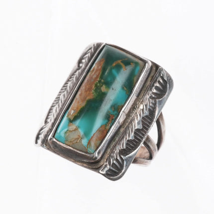 sz5 1940's Navajo Royston turquoise hand stamped sterling silver ring - Estate Fresh Austin