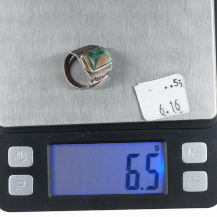 sz5 1940's Navajo Royston turquoise hand stamped sterling silver ring - Estate Fresh Austin