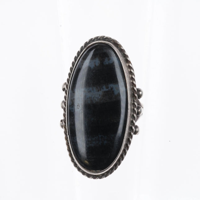 sz7 Large 30's-40's Navajo Petrified Wood Agate Sterling silver ring - Estate Fresh Austin
