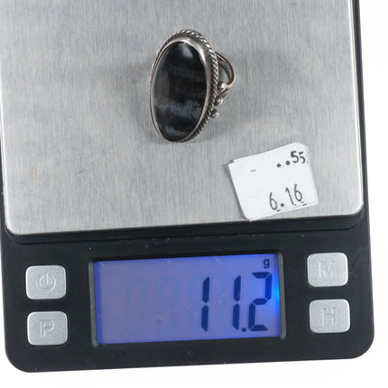 sz7 Large 30's-40's Navajo Petrified Wood Agate Sterling silver ring - Estate Fresh Austin