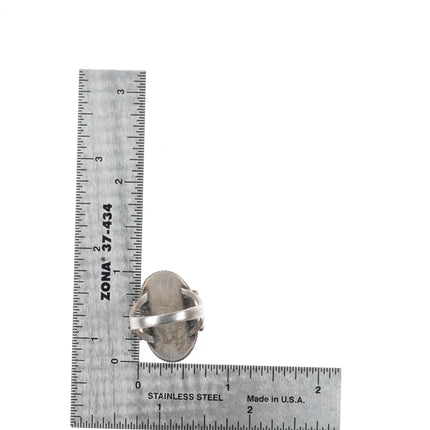 sz7 30's-40's Navajo petrified wood agate sterling silver ring - Estate Fresh Austin