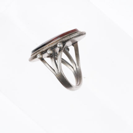 sz7 30's-40's Navajo petrified wood agate sterling silver ring - Estate Fresh Austin