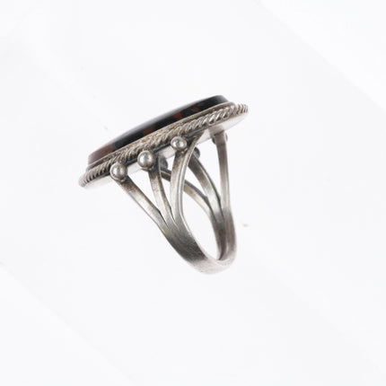 sz7 30's-40's Navajo petrified wood agate sterling silver ring - Estate Fresh Austin