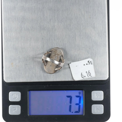 sz7 30's-40's Navajo petrified wood agate sterling silver ring - Estate Fresh Austin