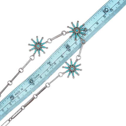 Vintage Zuni Starburst needlepoint turquoise sterling silver necklace - Estate Fresh Austin