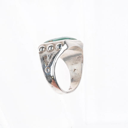 sz8.25 Vintage Navajo Royston Turquoise sterling silver ring with stamped sides - Estate Fresh Austin