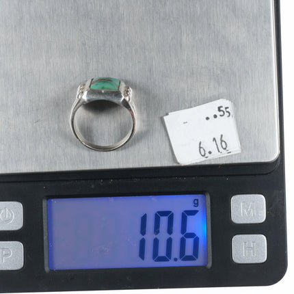 sz8.25 Vintage Navajo Royston Turquoise sterling silver ring with stamped sides - Estate Fresh Austin