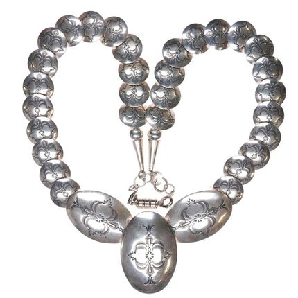 Carolyn Pollack Southwestern sterling silver stamped pillow bead necklace - Estate Fresh Austin