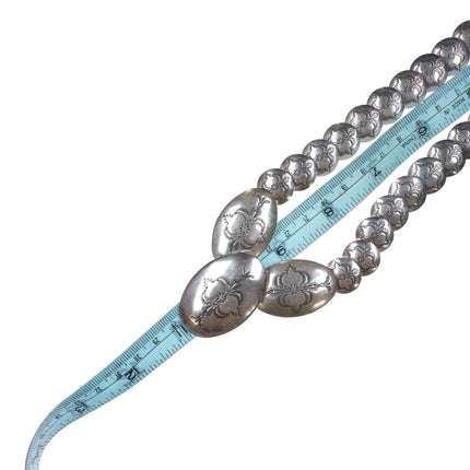 Carolyn Pollack Southwestern sterling silver stamped pillow bead necklace - Estate Fresh Austin