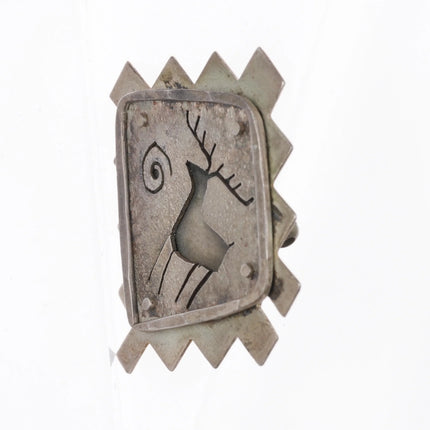 Native American sterling silver petroglyph overlay deer/moose pin/brooch - Estate Fresh Austin