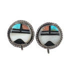 Vintage 1950's Zuni inlay sterling silver screw back sunface earrings - Estate Fresh Austin
