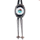 Vintage Bev Etsate Zuni sterling silver raised inlay sunface bolo tie - Estate Fresh Austin